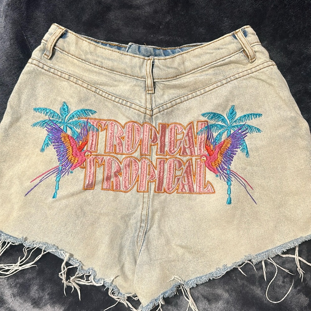 Tropical Denim Shorts